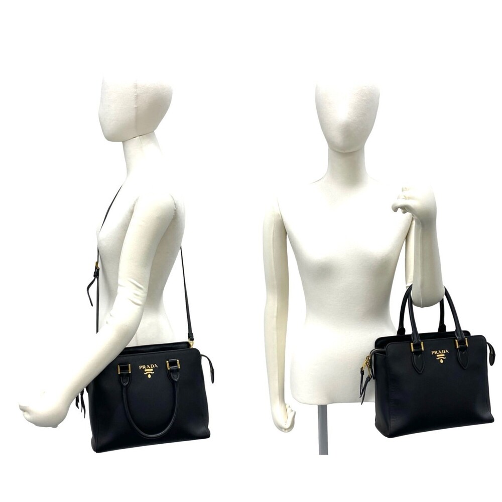 PRADA Prada Logo Hardware Saffiano Leather Genuine 2-way Handbag Mini Tote Ba... - Picture 2 of 10